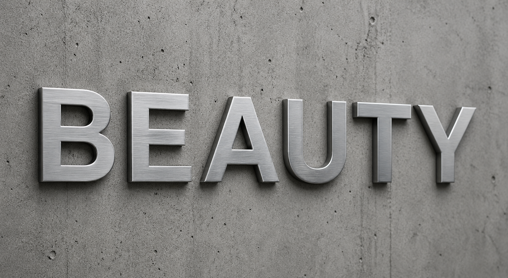 Nexus Tech Hub — precision-cut metal letters mounted on textured concrete